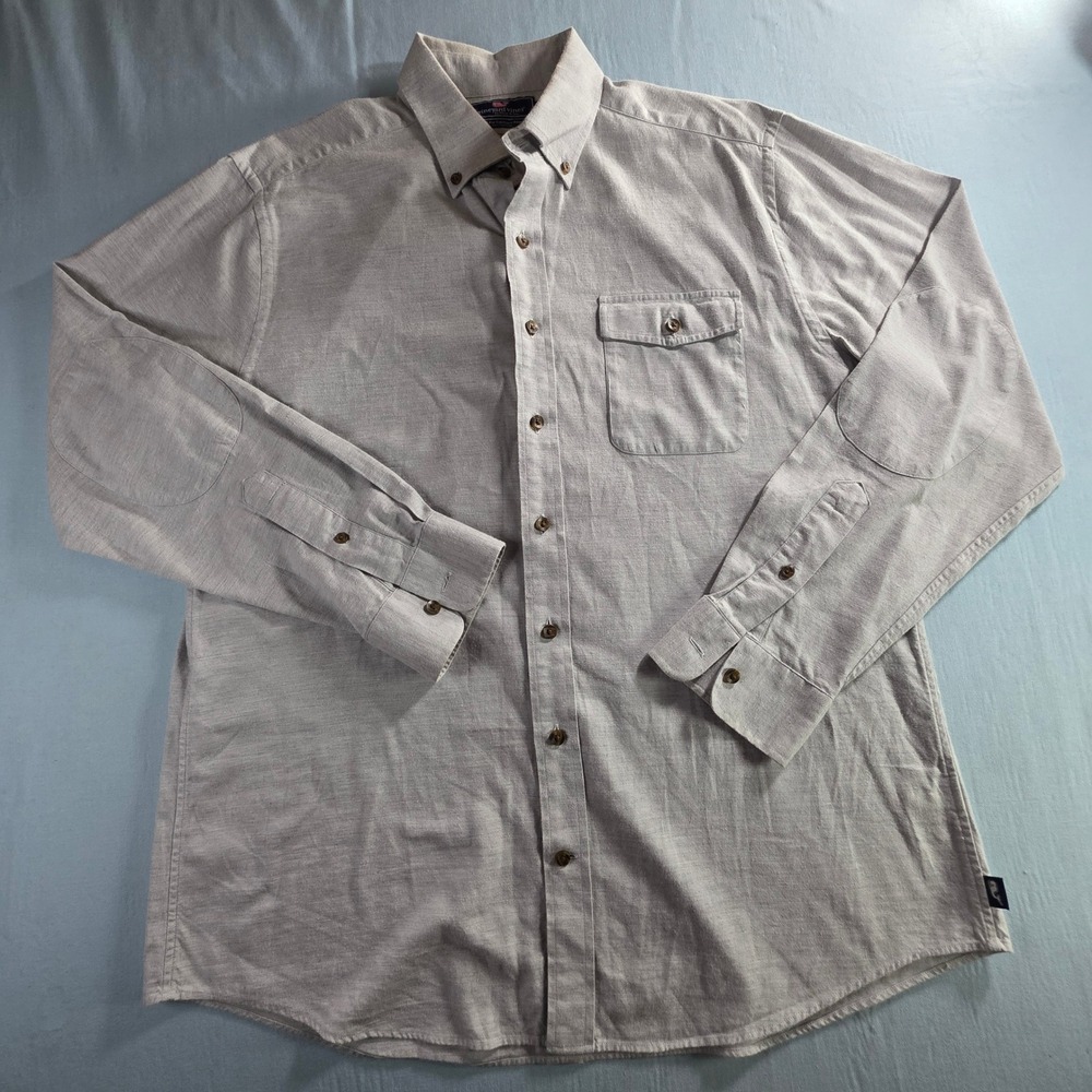 Vineyard Vines Murray Cosy Shirt Mens Large Grey Elbow Patch Button Down Flannel